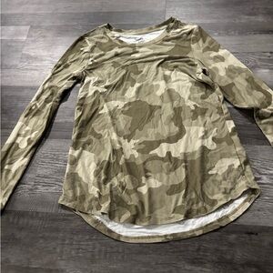 Pink Rose Olive Camouflage Long Sleeve Top